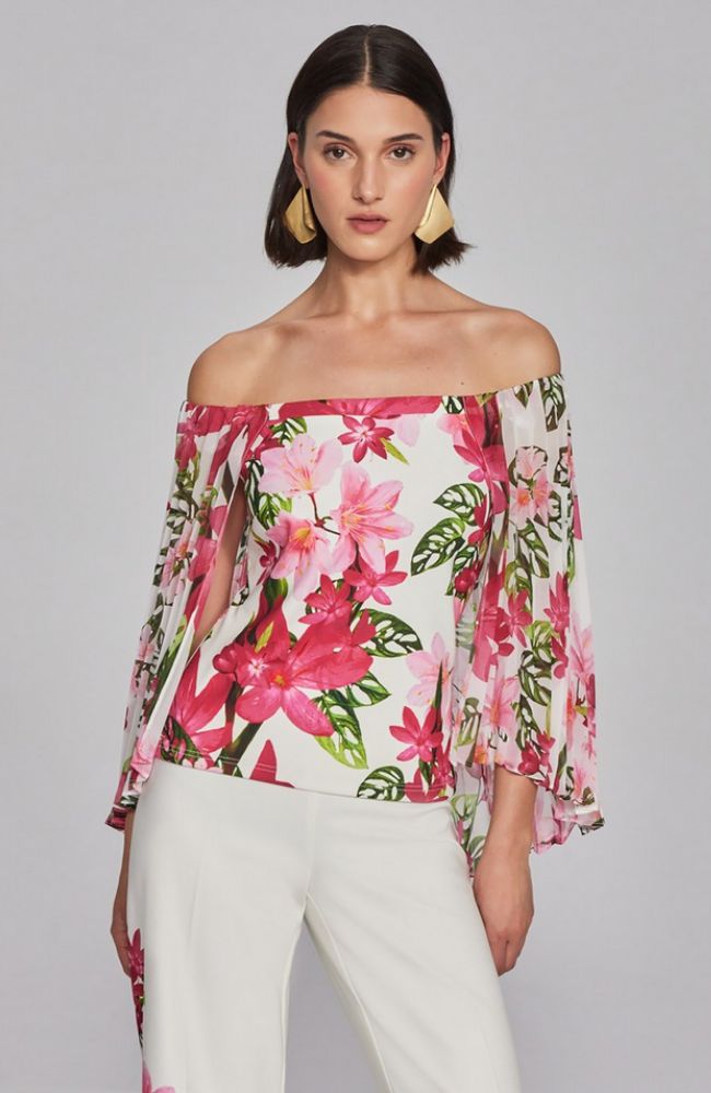 Floral Chiffon Offshoulder Top