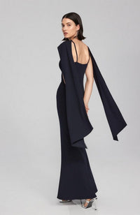 Scuba Crepe Trumpet Gown with Rhinestone Detail