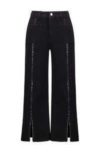 Culotte Jeans Embellished Front Seam