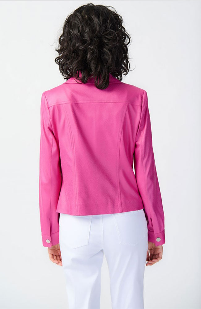 Foiled Suede Jacket in Bright Pink