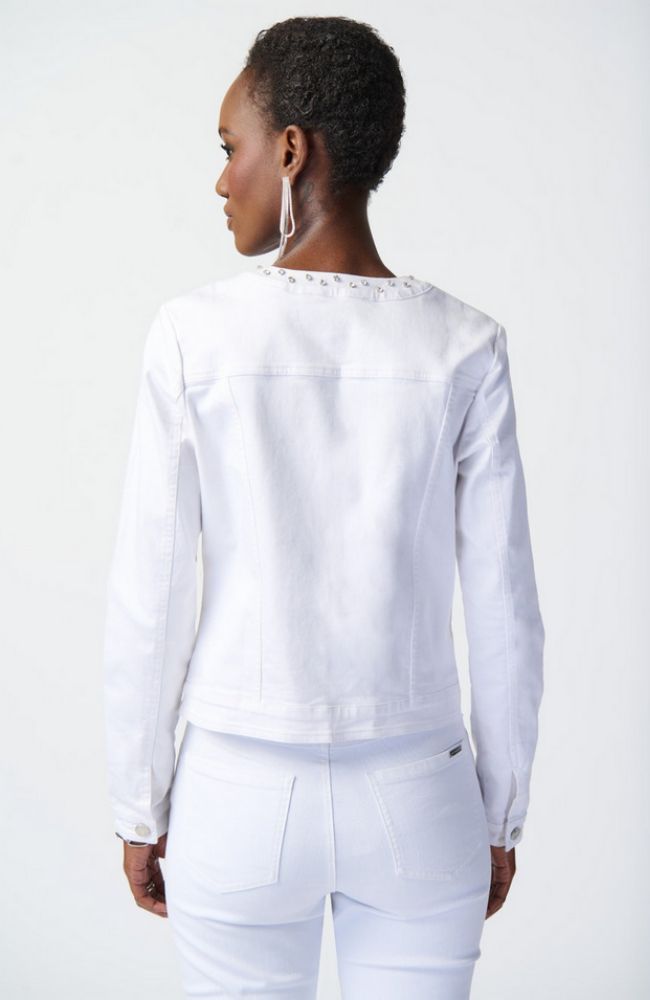 Emb Crew Neck Denim Jacket