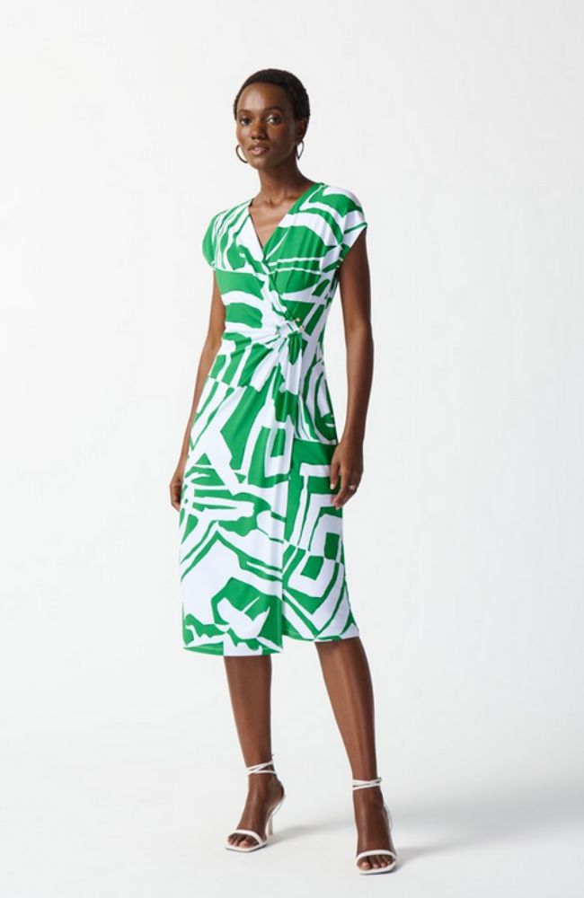 Abstract Print Wrap Dress
