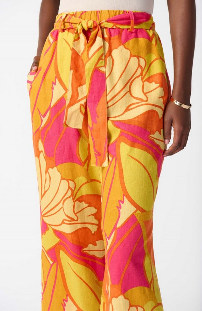 Linen Blend Wide Leg Crop Pant