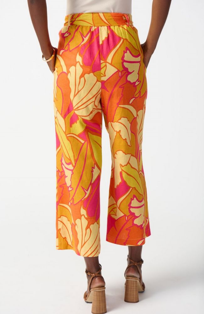 Linen Blend Wide Leg Crop Pant