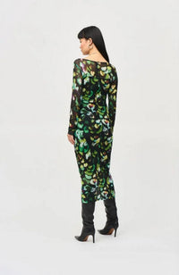 Mesh Abstract Print Sheath Dress
