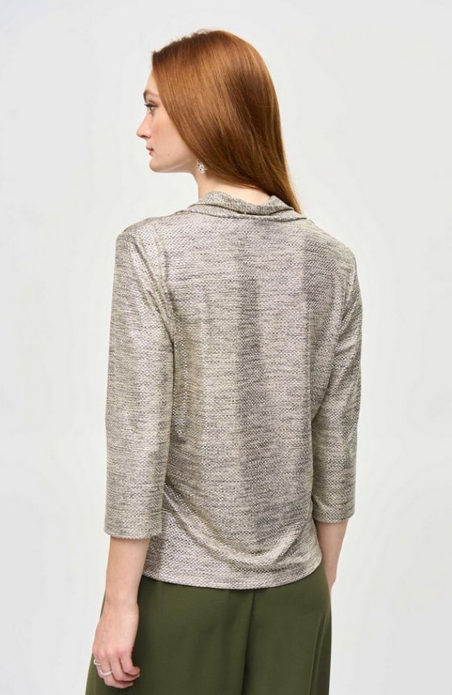 Foil Knit Cowl Neck Top
