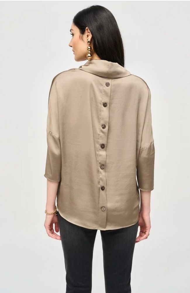 Satin Cowl Collar Top