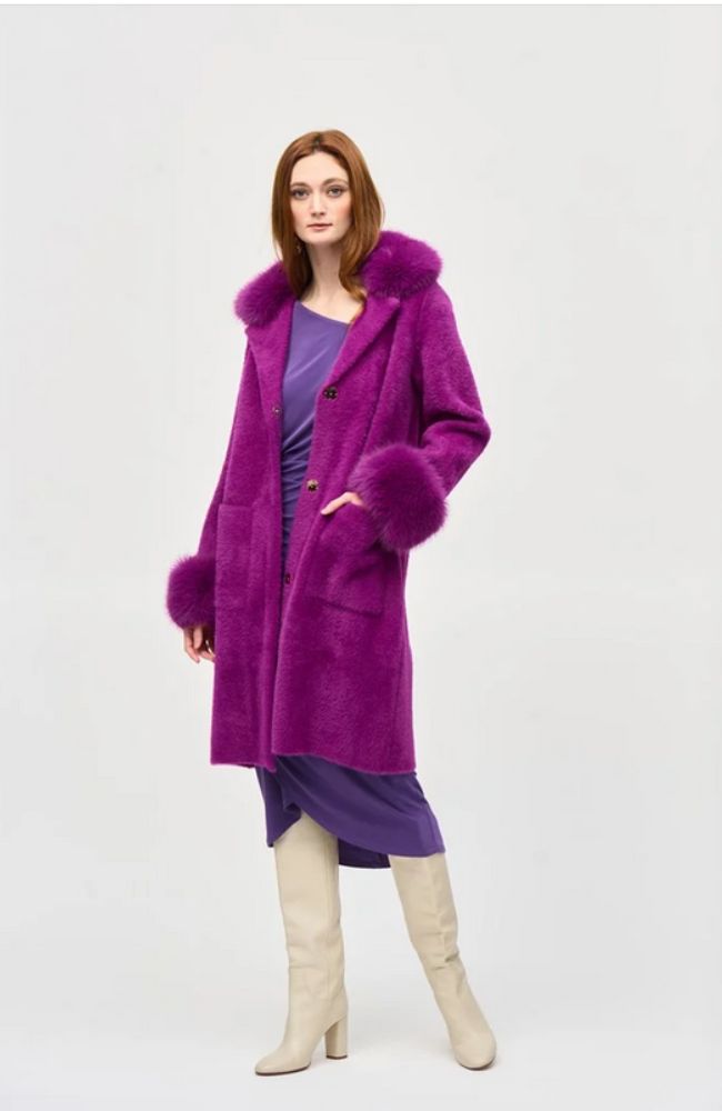 Feather Yarn Faux Fur Coatigan