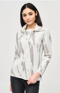 Jacquard Sweater Cowl Neck Top
