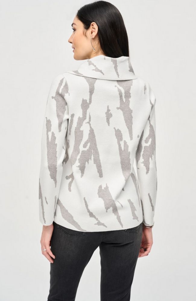 Jacquard Sweater Cowl Neck Top