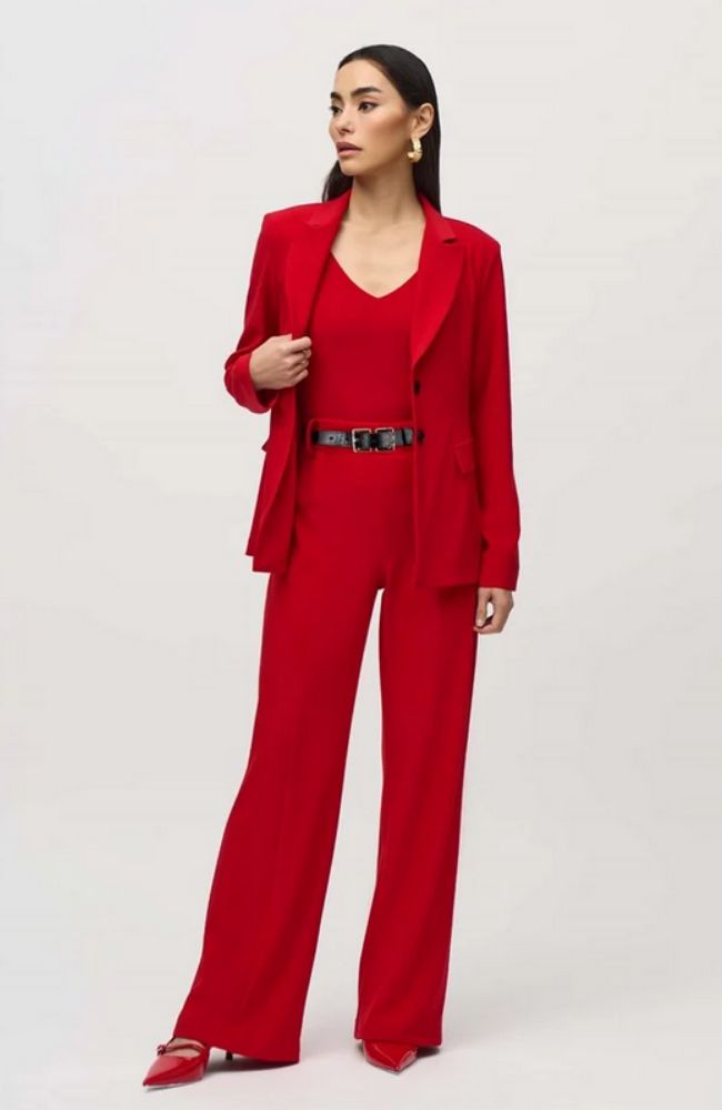 Silky Knit Belted Wide Leg Pants