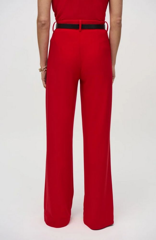 Silky Knit Belted Wide Leg Pants