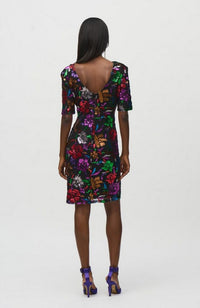 Sequin Mesh Floral Sheath Dress