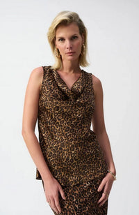 Satin Sleveless Animal Print Top