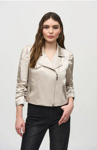 Satin Moto Jacket with Zippers