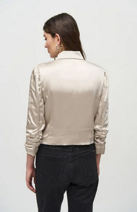 Satin Moto Jacket with Zippers