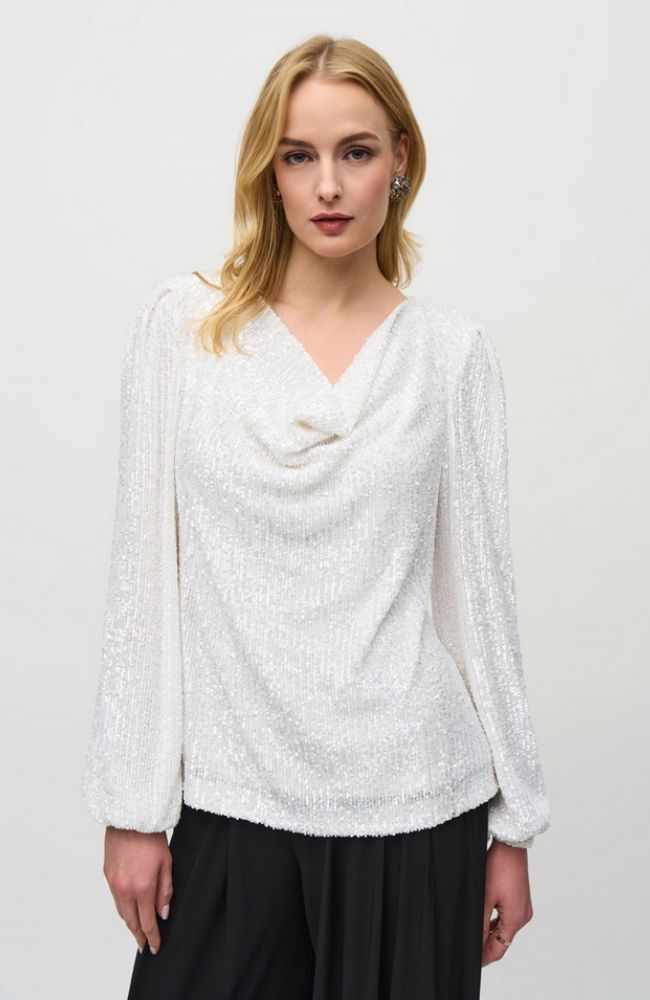 Sequined Cowl Neck Top