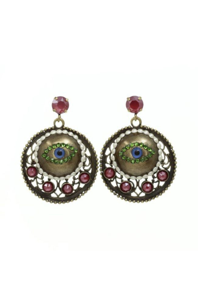 Eye Red Stone Circles Earrings
