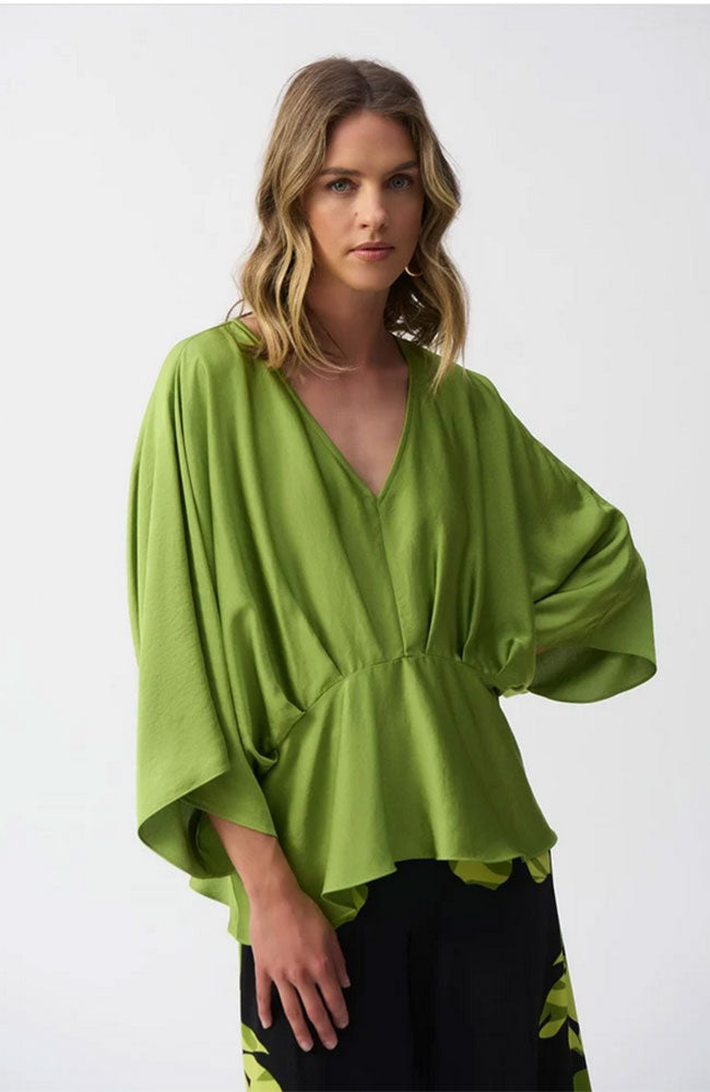 Hammered Satin Peplum Top
