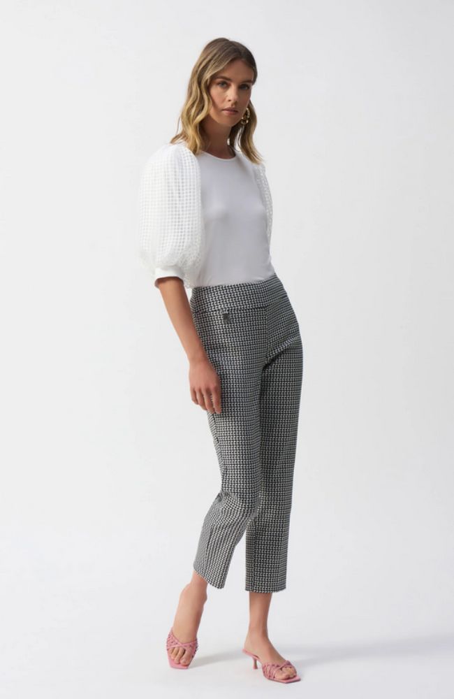 Geometric Jacquard Crop Pull-on Pants