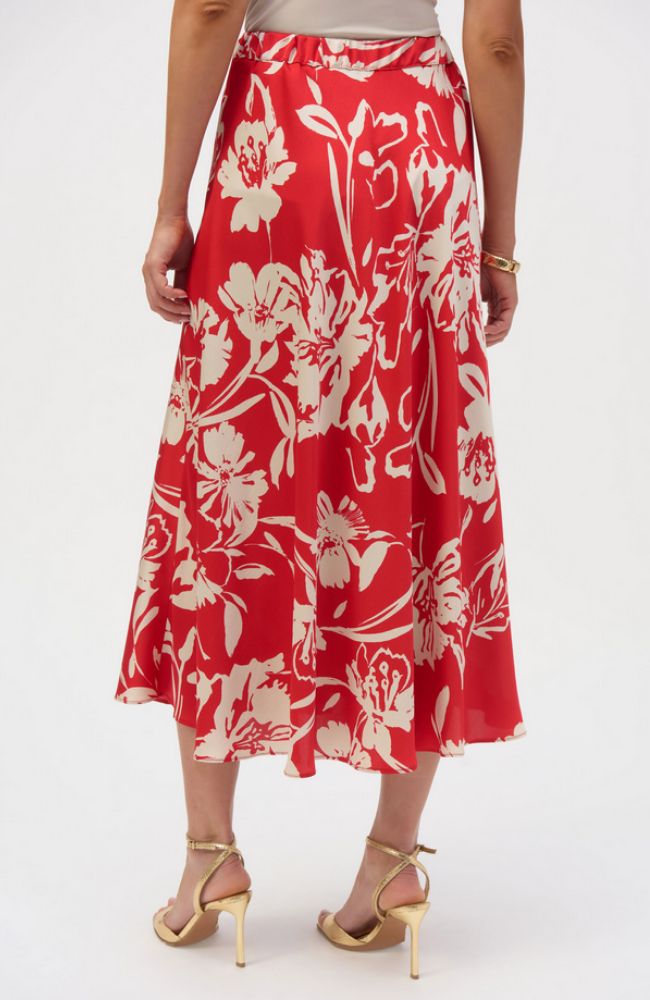 Satin Floral Print A Line Skirt