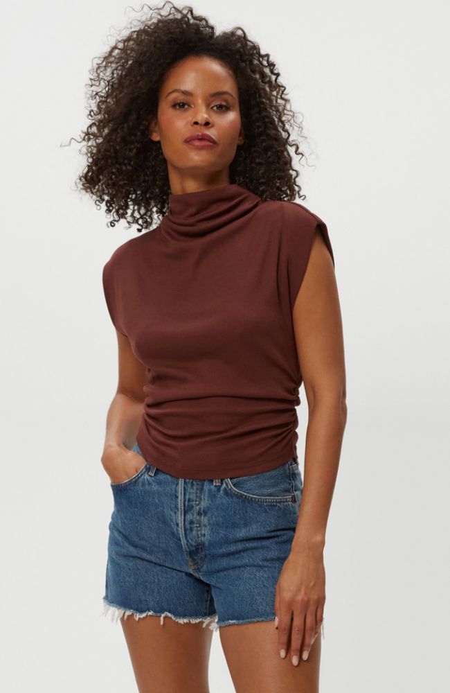 Amara Mock Neck Power Shoulder Top