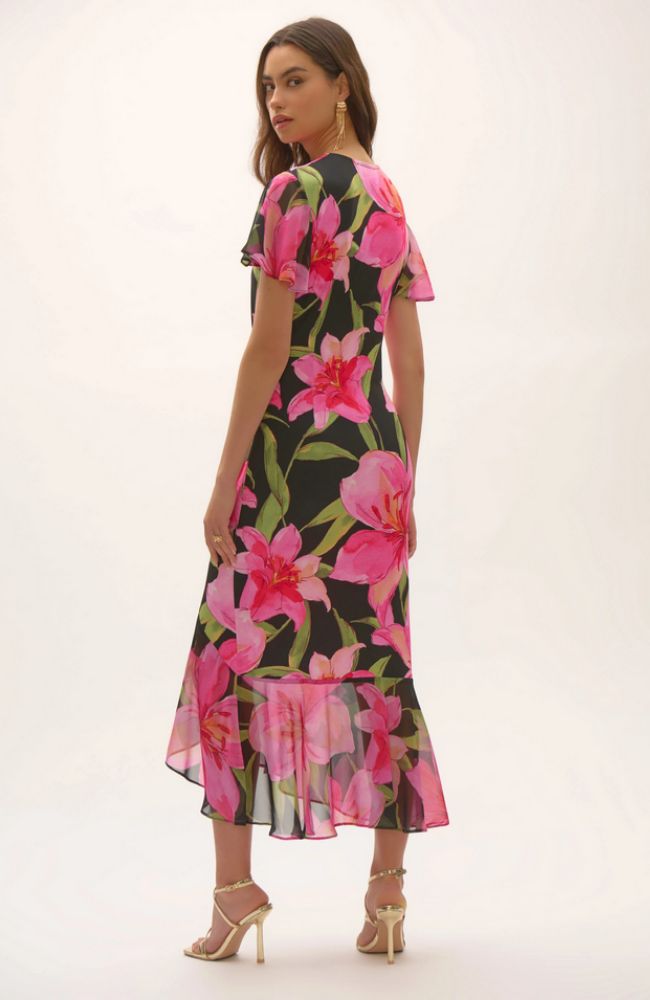 Silky Chiffon Floral Wrap Dress