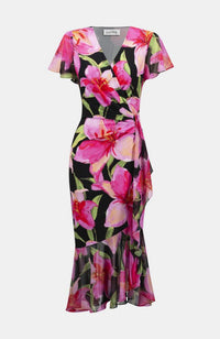 Silky Chiffon Floral Wrap Dress