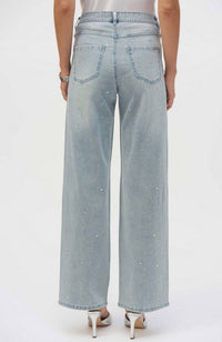 Classic Wide Leg Stretch Jeans with Crystals