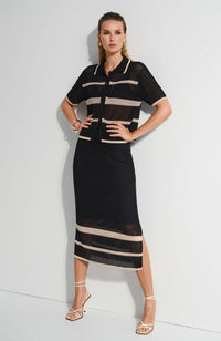 Sweater Knit Open Stitch Stripe Skirt