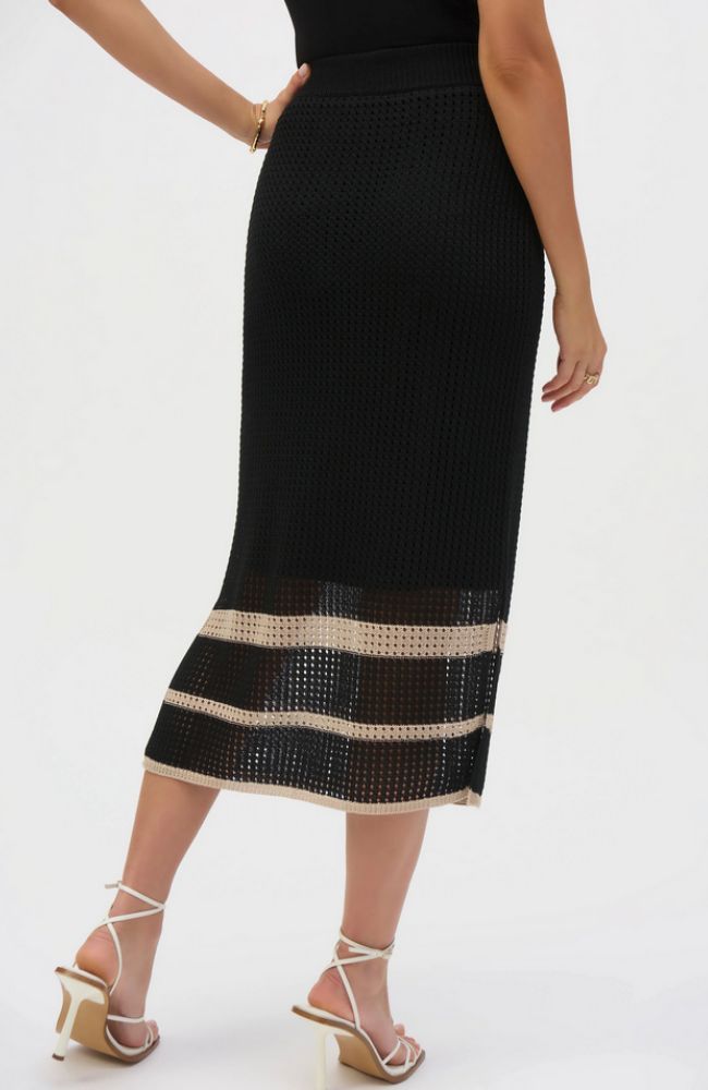 Sweater Knit Open Stitch Stripe Skirt