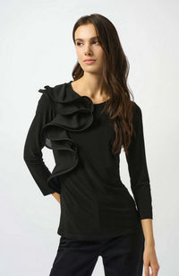 Silky Knit Fitted Ruffled Top