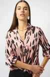 Recycled Satin Animal Print Draped Top