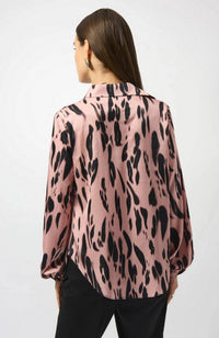 Recycled Satin Animal Print Draped Top