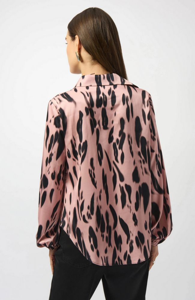 Recycled Satin Animal Print Draped Top