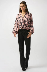 Recycled Satin Animal Print Draped Top