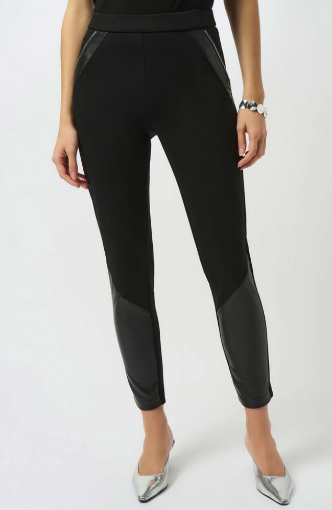Heavy Knit and Leatherette Pull On Legging
