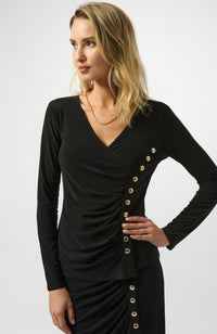 Silky Knit Fitted Wrap Top