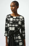 Jacquard Sweater Plaid Print Sheath Dress