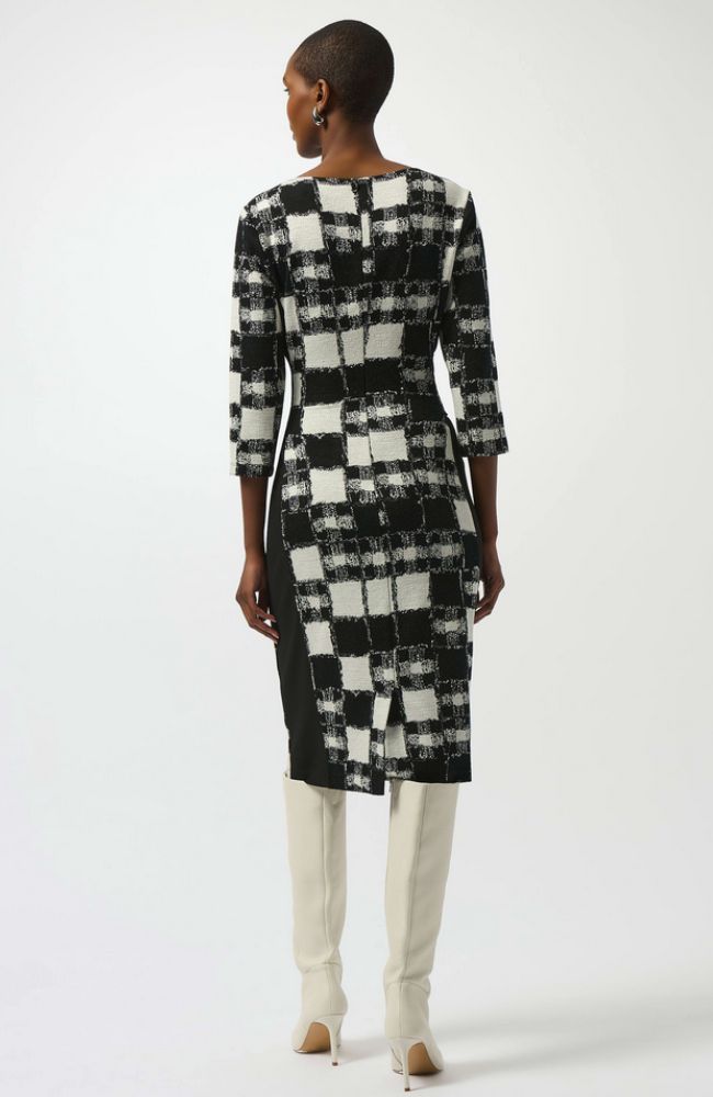 Jacquard Sweater Plaid Print Sheath Dress