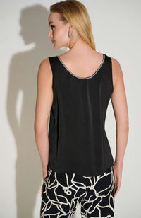 Recycled Satin Top with Rhinestone Trim