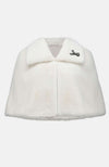 Faux Fur Cape with Crystal Brooch