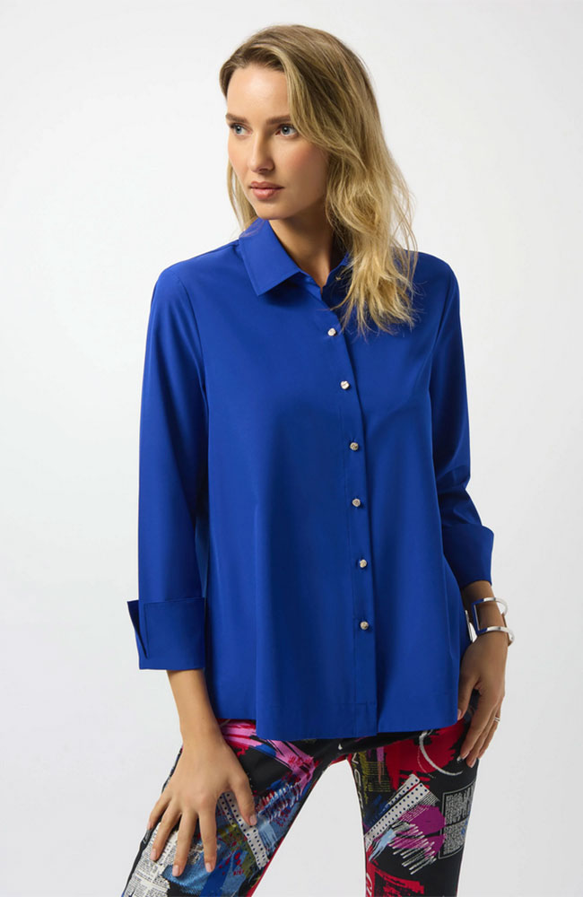 Poplin Blouse with Zipper Accent