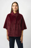 Bonded Faux Fur Suede Jacket in Merlot