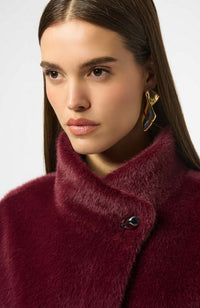 Bonded Faux Fur Suede Jacket in Merlot