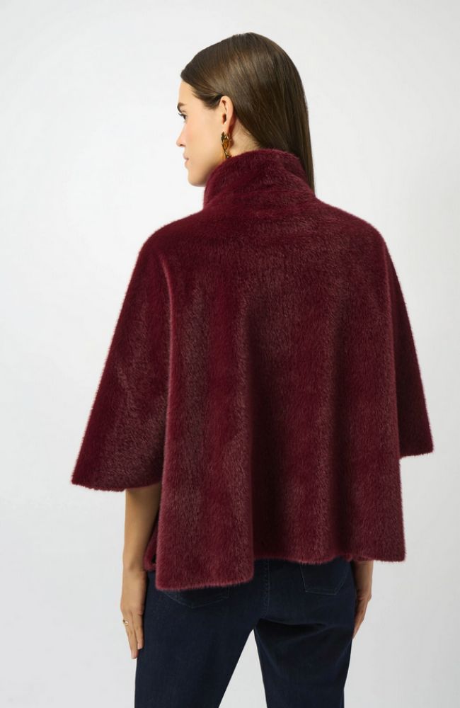 Bonded Faux Fur Suede Jacket in Merlot