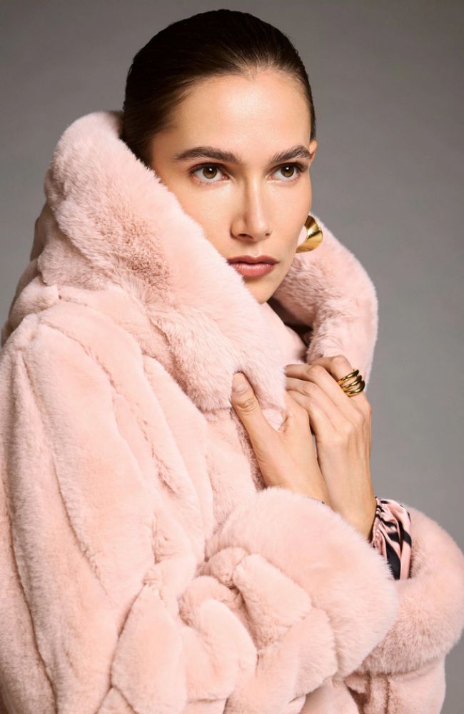 Faux Fur Reversible Hooded Coat