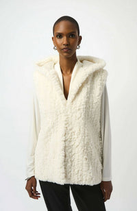 Faux Fur Textured Stripe Vest