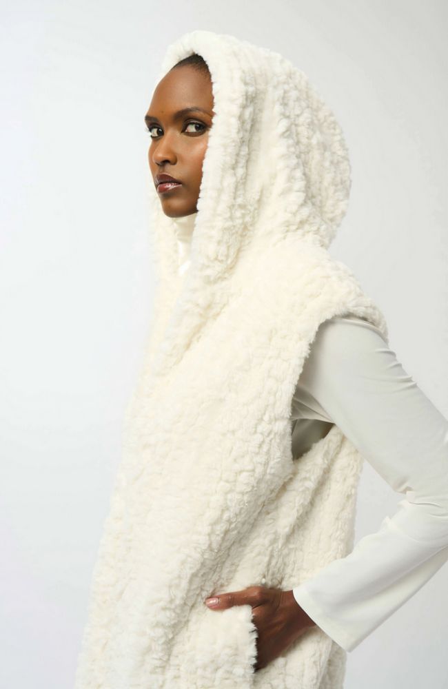 Faux Fur Textured Stripe Vest
