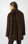 Faux Fur Leopard Print Double-Breasted Coat